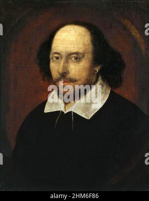 Un portrait du dramaturge anglais William Shakespeare.Le portrait est connu sous le nom de « portrait de Chandos » Banque D'Images