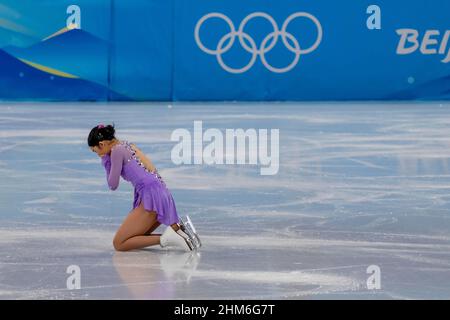 Pékin, Hebei, Chine. 7th févr. 2022. Karen CHEN (Etats-Unis) est en compétition au stade intérieur de la capitale lors des Jeux Olympiques d'hiver de Beijing 2022 à Beijing, Hebei, Chine (Credit image: © Walter G. Arce Sr./ZUMA Press Wire) Credit: ZUMA Press, Inc./Alay Live News Banque D'Images