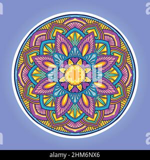 Mandala coloré Love Leaf Vector illustrations pour votre travail logo, t-shirt de marchandise de mascotte, autocollants et étiquettes, poster, cartes de vœux Illustration de Vecteur