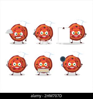 Personnage de dessin animé de biscuits rouges cochon avec diverses émoticônes de chef. Illustration vectorielle Illustration de Vecteur