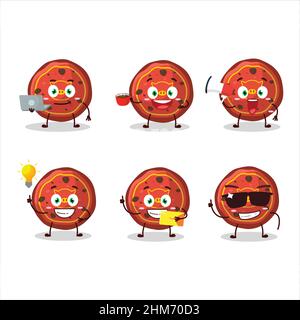 Red cookies cochon personnage de dessin animé avec différents types d'émoticônes d'affaires. Illustration vectorielle Illustration de Vecteur