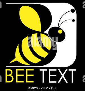 logo abstrait d'une abeille sur le fond de la silhouette de la lettre b ou jeton d'abeille 1 Illustration de Vecteur