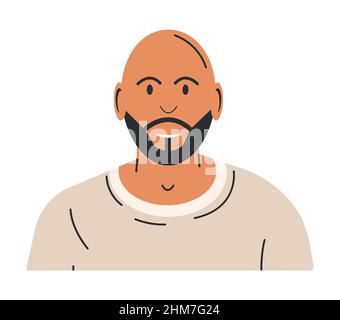 Bald Young Man avec barbe dans un t-shirt. Illustration de Vecteur