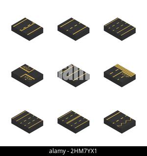 Fragment de roadbed avec marquages. Plat 3D style isométrique, illustration vectorielle. Illustration de Vecteur