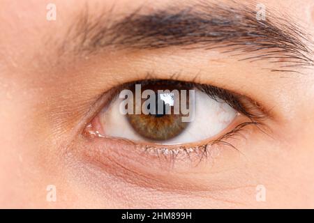 Œil d'un jeune homme latin macro prise de vue personne personnes homme Banque D'Images