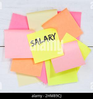 Augmentation de salaire négociation salaires argent finance business concept bureau note papier note Banque D'Images