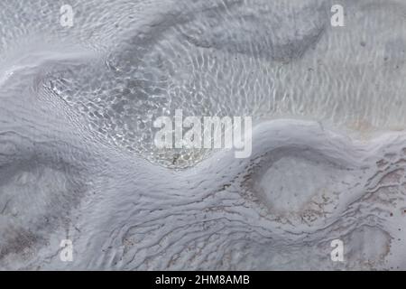 Gros plan de Pamukkale calcium Travertine White texture en Turquie, Pamukkale Banque D'Images