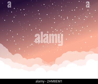 Ciel avec nuages et étoiles Illustration de Vecteur