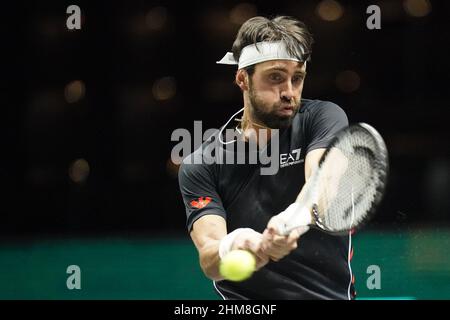 ROTTERDAM, PAYS-BAS - FÉVRIER 7 : Nikoloz Basilashvili de Géorgie pendant 49th ABN AMRO World tennis Tournement 2022 à Ahoy le 7 février 2022 à Rotterdam, pays-Bas (photo de Henk Seppen/Orange Pictures) Banque D'Images