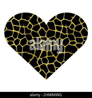 Coeur et imprimé animal.Vecteur métallique or Illustration de Vecteur