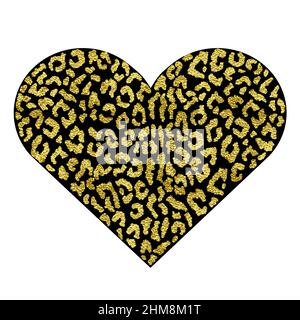 Coeur et imprimé animal.Vecteur métallique or Illustration de Vecteur