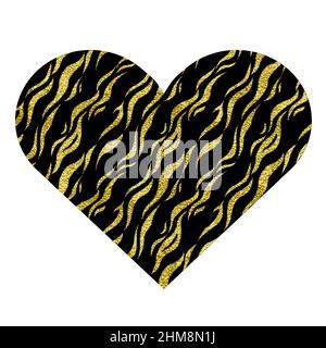 Coeur et imprimé animal.Vecteur métallique or Illustration de Vecteur