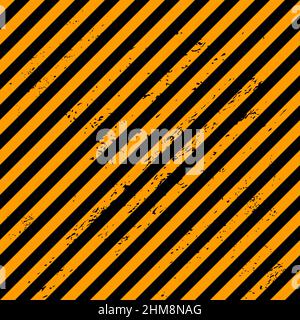 Motif à rayures noires et orange. Rayures diagonales en effet vieilli, motif vectoriel sans couture. Illustration de Vecteur