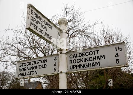 White Street place name sign in Uppingham, Rutland, Royaume-Uni Banque D'Images