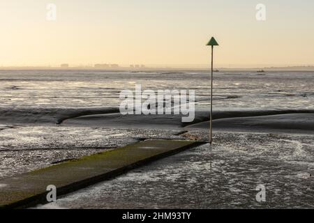 Leigh-on-Sea situé sur le côté nord de l'estuaire de la Tamise, Essex, Angleterre, Royaume-Uni Banque D'Images