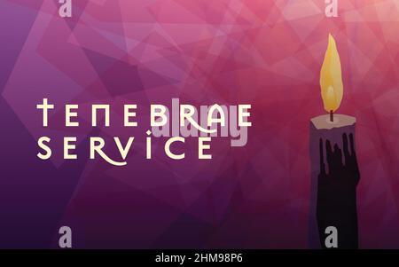 Tenebrae Service bougie service avec une bougie mauve simple aussi connu comme le Service des ombres. Grand format avec espace de copie. Multicolore. Illustration de Vecteur