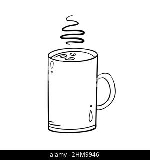 Une jolie tasse de boisson chaude.Illustration vectorielle en style doodle Illustration de Vecteur