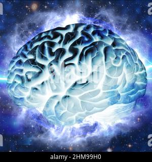 cerveau humain et ondes électriques, concept de neuroscience et de neurologie du cerveau Banque D'Images