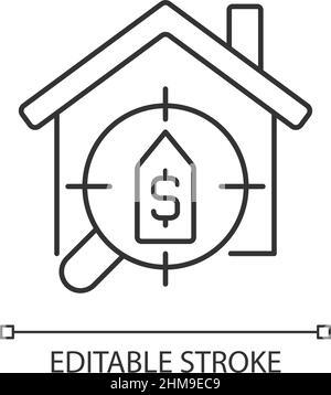 Icône linéaire des services de recherche de maison Illustration de Vecteur