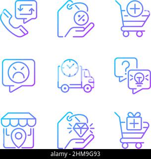 Internet shopping propose un ensemble d'icônes vectorielles linéaires en dégradé Illustration de Vecteur
