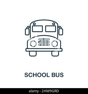 Icône bus scolaire. Élément de ligne de la collection d'éducation scolaire. Signe d'icône de bus d'école linéaire pour la conception de Web, infographiques et plus encore. Illustration de Vecteur