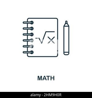 Icône mathématique. Élément de ligne de la collection d'éducation scolaire. Signe d'icône mathématique linéaire pour la conception de sites Web, infographies et plus encore. Illustration de Vecteur
