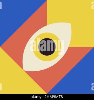 Bauhaus œil géométrie vecteur illustration décorative carte à poster abstrait modulaire modèle d'art plat minimaliste Illustration de Vecteur