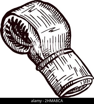 Gants de boxe esquisse latérale isolée.Équipement de sport pour la boxe dans un style dessiné à la main.Design gravé pour affiche, impression, illustration de livre, logo, ico Illustration de Vecteur