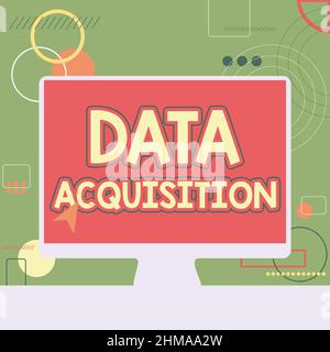 Acquisition de données d'affichage conceptuel. Présentation de l'entreprise manière d'obtenir des statistiques qui peuvent être manoeuvrées numériquement Illustration du curseur en blanc Banque D'Images