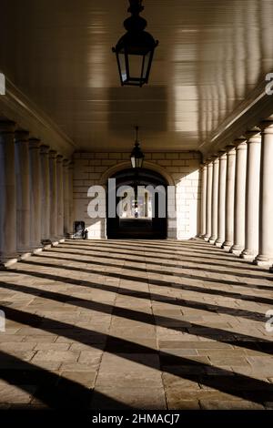 Promenade en colonnade de la Queen's House, Greenwich, Londres, Royaume-Uni Banque D'Images