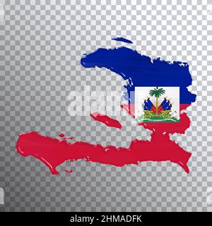 Drapeau et carte d'Haïti, fond transparent, sentier de coupure Banque D'Images