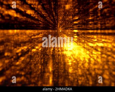 Arrière-plan Golden perspective avec bokeh - illustration 3D Banque D'Images