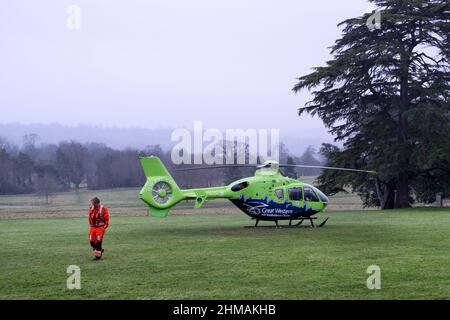 La Great Western Air Ambulance, basée à Bristol sur le terrain à la Cour Ashton. L'ambulance aérienne est un eurocopter Airbus connu sous le nom de Helimed Banque D'Images