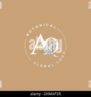 Initiale lettre AQ luxe beauté fleurit ornement monogramme logo Illustration de Vecteur