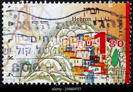 ISRAËL - VERS 1998: Un timbre imprimé en Israël montre Hébron, ville Sainte, vers 1998 Banque D'Images