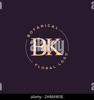 Première lettre BK luxe beauté fleurit ornement monogramme logo Illustration de Vecteur