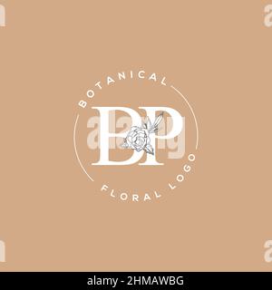 Lettre BP initiale luxe beauté fleurit ornement monogramme logo Illustration de Vecteur
