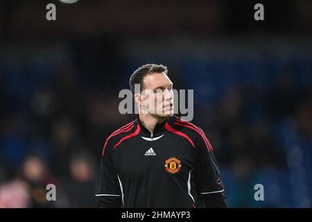 Phil Jones #4 de Manchester United pendant l'échauffement avant le match Banque D'Images