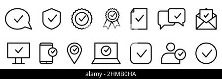 Ensemble d'icônes de ligne d'approbation Illustration de Vecteur