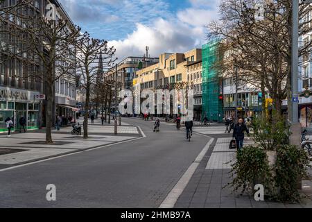 Le centre ville de Bochum, en janvier 2022, Bongardstrasse, les rues commerçantes vides, Bochum, NRW, Allemagne, Banque D'Images
