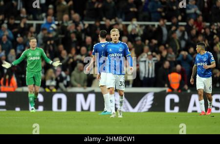 JORDAN PICKFORD, MICHAEL KEANE, DONNY VAN DE BEEK, ALLAN, NEWCASTLE UNITED FC V EVERTON FC, 2022 Banque D'Images