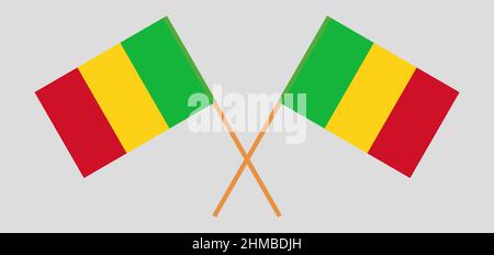 Drapeaux croisés du Mali et du Mali. Couleurs officielles. Proportion correcte. Illustration vectorielle Illustration de Vecteur