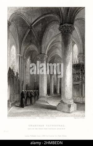 Cathédrale française, Cathédrale de Chartres, Rouen, France, gravure française antique, 1837 Banque D'Images