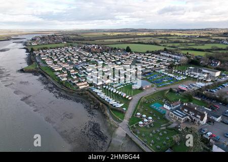 Halcyon Residential Park Homes Hullbridge Village dans Essex vue aérienne sur les drones Banque D'Images