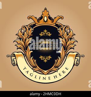 BEST King badge logo Luxury Company illustrations vectorielles pour votre travail logo, t-shirt de mascotte, autocollants et étiquettes, affiche Illustration de Vecteur