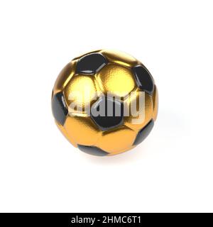 Football doré, ballon de football ou handball sur fond blanc, rendu 3D Banque D'Images