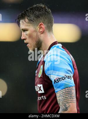 8th février 2022 ; Turf Moor, Burnley, Lancashire, Angleterre ; Premier League football, Burnley contre Manchester United ; Wout Weghorst de Burnley Banque D'Images