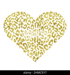 Coeur et imprimé animal.Vecteur métallique or Illustration de Vecteur