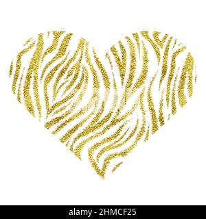 Coeur et imprimé animal.Vecteur métallique or Illustration de Vecteur