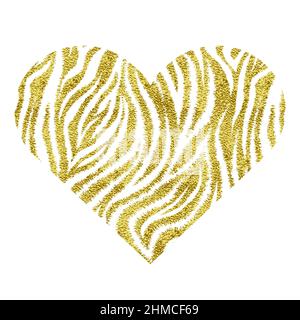 Coeur et imprimé animal.Vecteur métallique or Illustration de Vecteur
